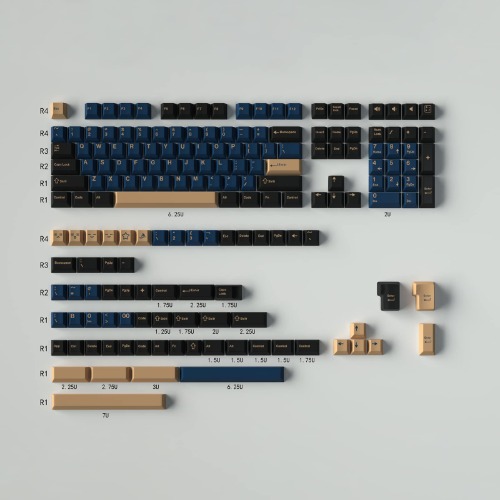 Blue Samurai Keycaps Double Shot 172 Keys Cherry Profile Custom Keycaps Set Fit for 61/64/87/104/108 Cherry Mx Switches Mechanical Keyboard - Blue Samurai