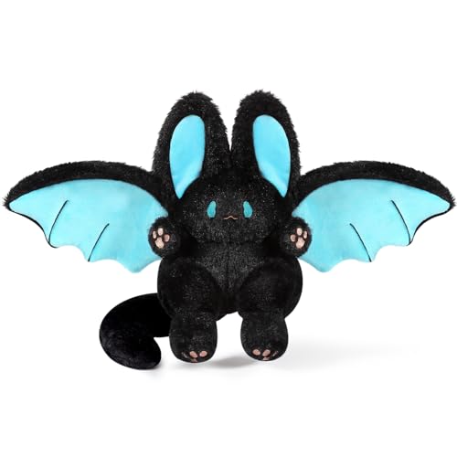 PEACH CAT Kawaii Bat Bunny Plush Pillow Cute Bat Rabbit Stuffed Animal for Kids Black 12" - Black - 12 inch