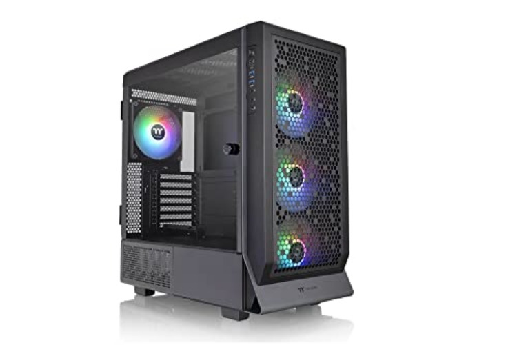 Thermaltake Ceres 500 Black Mid Tower ATX Computer Case with Tempered Glass Side Panel; 4 Preinstalled PWM ARGB Fans; Rotational PCIe Slots,3 Years Warranty. - Ceres 500 - BLACK