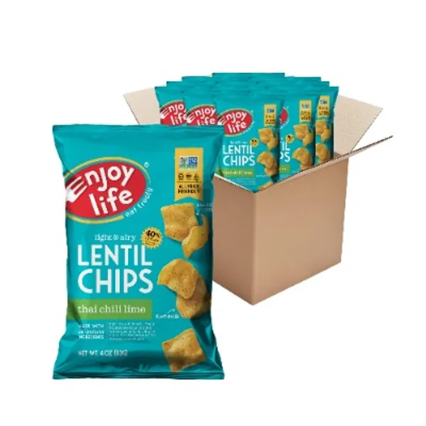 Enjoy Life Foods Thai Chili Lime Lentil Chips, Dairy Free Chips, Soy Free, Nut Free, Non GMO, Vegan, Gluten Free, 12 - 4 oz Bags