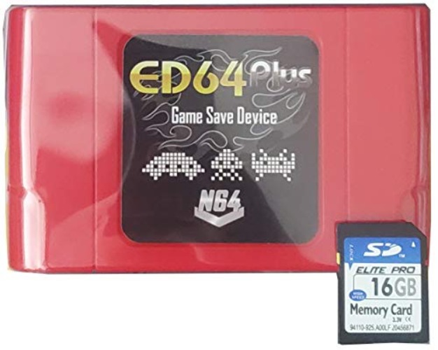 EXIGENT Game Save Cartridge Retro for Nintendo 64 N64 System Console + 16gb SD Memory Card (ED64) - ED64