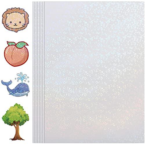 Holographic Sticker Paper, 24 Sheets Transparent Holographic Vinyl Overlay Lamination Sheets, Clear Self Adhesive Laminate Sticker Film for Stickers DIY Crafts, Heart Patterns - 8.5x11 Inch - Heart-Patterns
