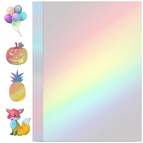Holographic Sticker Paper, 24 Sheets Transparent Holographic Laminate Vinyl Sheets, Clear Overlay Lamination Sticker Film Self Adhesive Waterproof with Rainbow Patterns - 8.5 x 11 Inch (Laser Style) - Laser-Patterns