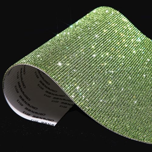 9.4 x 7.9 Inch Glitter Crystal Rhinestone Sheets Self Adhesive, Bling Gem Sheet for Decoration, Rhinestone Stickers for Craft DIY (Green) - Green