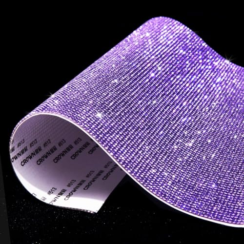 Bling Rhinestone Sheets Self Adhesive, 9.4 x 7.9 Inch Glitter Rhinestone Stickers for DIY, Gem Sheet Car Cellphone Decoration (Dreamy Purple) - Dreamy Purple
