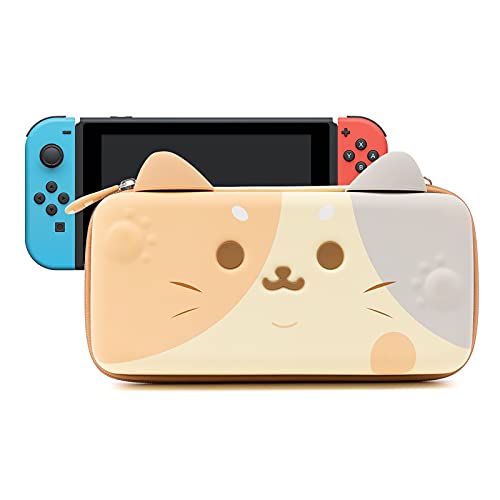 GeekShare Cat Ears Carry Case Compatible with Nintendo Switch/Switch OLED - Portable Hardshell Slim Travel Carrying Case fit Switch Console & Game Accessories (Multicolor, Large) - Multicolor - Large