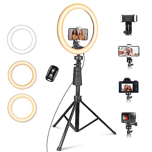 Eicaus 12" Ring Light with Tripod Stand and Phone Holder,Selfie LED Lighting with 62" Phone and Stand,Circle Ringlight for Photography,TIK Tok and YouTube,Compatible with iPhone, Android and Cameras - White,Warm,Daylight