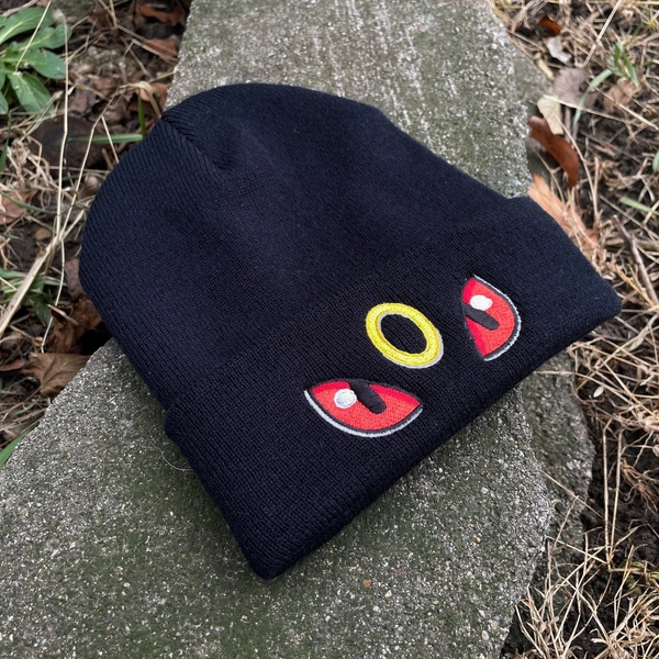 Adult Embroidered Umbreon Pokemon Themed Black Beanie | Kawaii