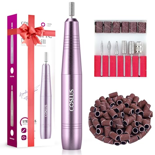 Electric Nail Drill File Professional: for Acrylic Gel Dip Powder Nails Portable Nail Drill Machine Kit Manicure Pedicure Tools Polishing Set with Nail Drill Bits Sanding Bands - Deep Purple