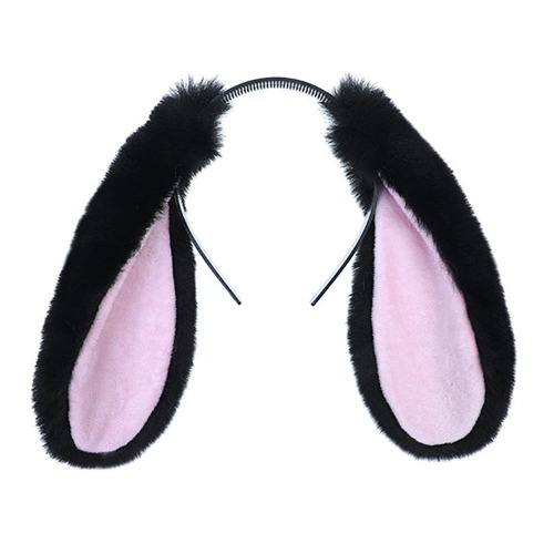 Faylay Bunny Ear Women Rabbit Animal Ears Furry Headband Party Accessories (LZTECE-black) - Lztece-black