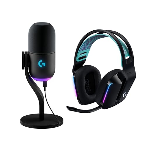 Logitech G733 Lightspeed Wireless Gaming Headset +Yeti GX Dynamic RGB Gaming Microphone with LIGHTSYNC, USB - Black - Black - Headset + Gaming Mic