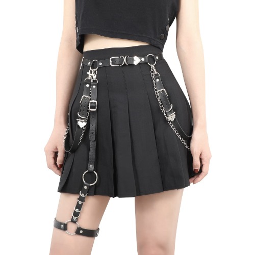 Punk PU Leather Belt with Chain with Leg Garters