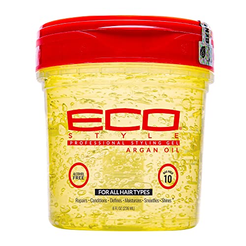 Eco Style Moroccan Argan Oil Styling Gel - Promotes Healthy Hair - Nourishes And Repairs Hair - Delivers Long Lasting Shine - Provides Maximum Hold and Helps Tame Frizz - Ideal For All Hair - 8 oz