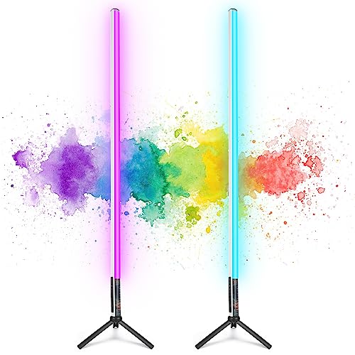 2 Pack 4ft Portable Battery Powered Tube Light 120cm Handheld LED Tube Lights with Tripods, 500 Vivid Effects, for DJ Lighting, Dance Club and Photography， Light Painting， YouTube， Night Bar, Party