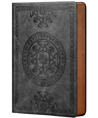 CAGIE Leather Vintage Journal for Men Soft Cover 256 Lined Pages Notebook 180 Lay Flat for Writing Travel Diary, 5.7'' X 8.3'', Black - 1 Black