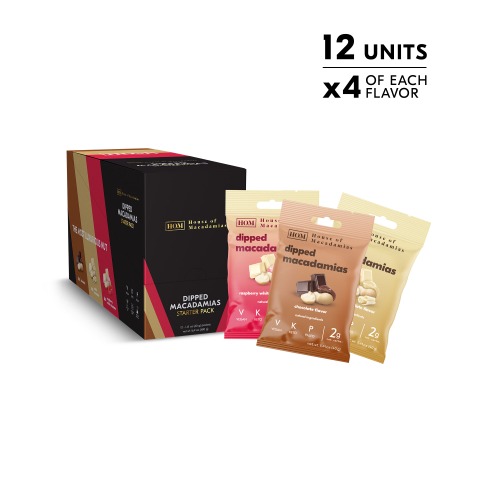 Macadamia Dipped Nuts Variety Pack (3 Flavors, 12 Bags)