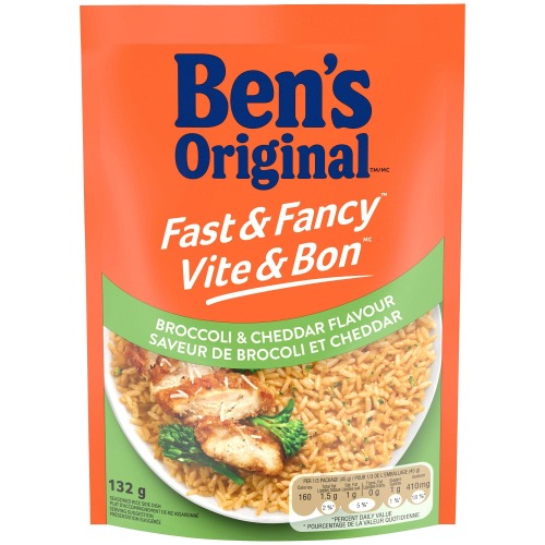 BEN'S ORIGINAL FAST & FANCY Broccoli & Cheddar Flavour Rice, 132g Pouch (Pack of 1) - Broccoli & Cheddar