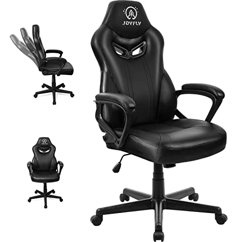 JOYFLY Computer Chair, Computer Chairs for Adults, 300Lbs Ergonomic Office PC Chair with Lumbar Support（Black-Leather） - Black Leather