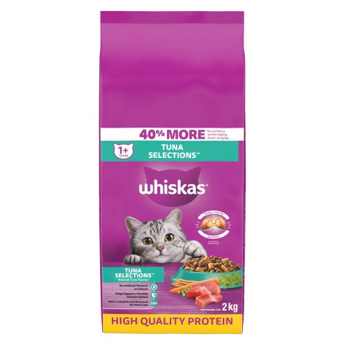 WHISKAS Dry Cat Food With Real Tuna, 2 kg bag - 