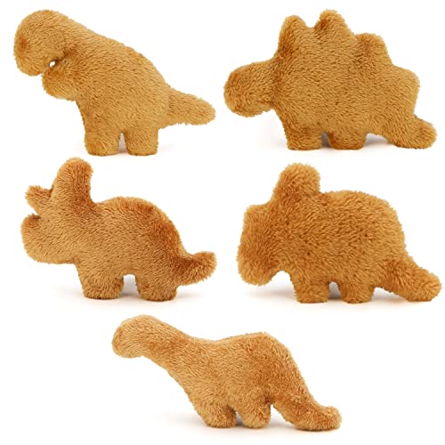 UNIMV Dino Chicken Nugget Plush, Realistic Fun Dino Fried Chicken Nuggets Pillow Stuffed Toy for Gift for Boys and Girls (Mini Dino-5pc) - Mini Dino-5pc