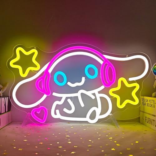 Cinnamoroll Neon Sign Anime Neon Light Up Signs for Wall Decor Cartoon LED Signs for Bedroom Girls Room Home Cute Neon Wall Signs Decoration Gifts for Kids Children - Anime