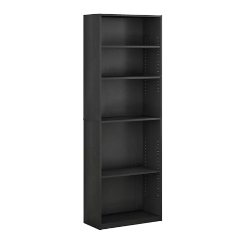 FURINNO JAYA Simply Home 5-Shelf Bookcase, 5-Tier, Black - Black - 5-Tier