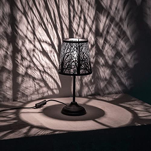 Timeflies Mini Table Lamp Bedside Lamp Decorative Nightstand Lamp for Bedroom, Living Room, Black Metal Shade Forest Lighting, Bulb Included - Ship Rocker Switch