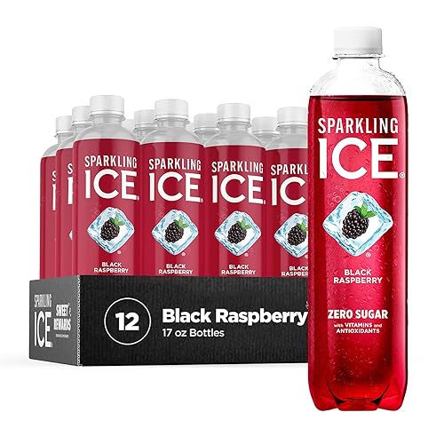 Sparkling Ice, Black Raspberry Sparkling Water, Zero Sugar Flavored Water, with Vitamins and Antioxidants, Low Calorie Beverage, 17 fl oz Bottles (Pack of 12) - Black Raspberry