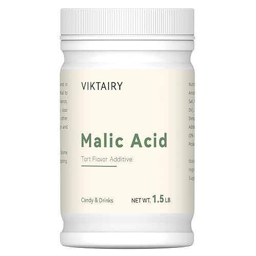 Viktairy 1.5 LB Malic Acid, Food Grade Malic Acid Powder Tart Flavor for Making Sour Candy, Sour Gummy Bears, Drinks, Juice, Baking, Wine - 1.5 Pound