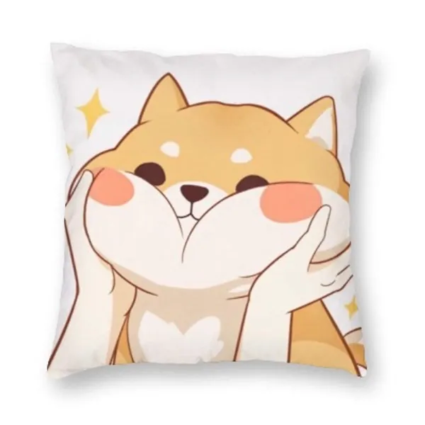 Aiboluo Kawaii Shiba Inu Throw Pillow Cover Home Decor Modern Square Decorative Pillowcase 18x18 for Home Sofa Couch Bed Living Room Car Housewarming Gifts