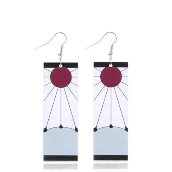 Demon Slayer Tanjiro Anime Earrings - Kimetsu No Yaiba Hanafuda Earrings - Anime Cosplay Accessories For Womens Girls