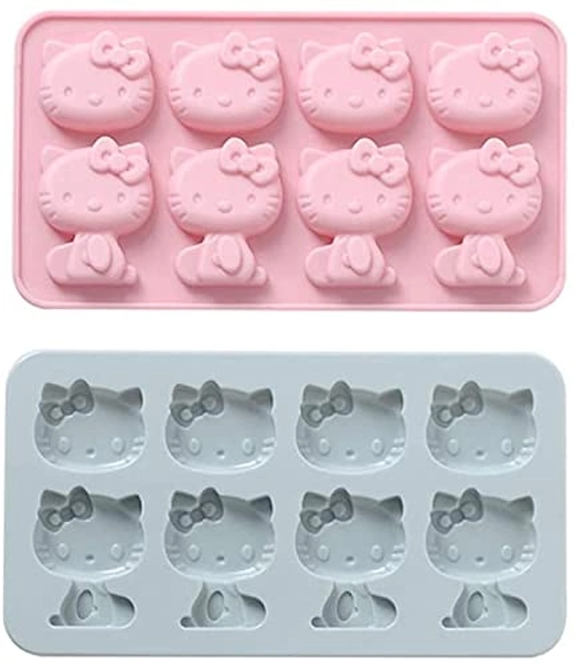 INKU Hello Kitty Silicone Molds 2Packs Fondant hello kitty mold Cake Mold,Ice Mold,Chocolate tray for Sugarcraft, Birthday Cake Decoration