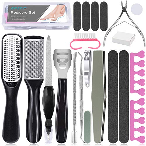 EAONE Professional Pedicure Tools Set, Foot File Foot Care Pedicure Kit Foot Scrubber Stainless Steel Foot Rasp Foot Dead Skin Remover Pedicure Kit for Men Women Thanksgiving Day Christmas Gift - Black