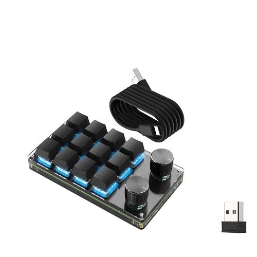 BRIMFORD Customized Mini Keyboard 2.4G Receiver Wireless USB-C Mechanical Hot Swap Keyboard Programmable Hot Keys RGB Memory Layers for Macro Gaming Software OSU Copy Keypad (12 Keys 2 Knobs) - 12 Keys 2 Knobs