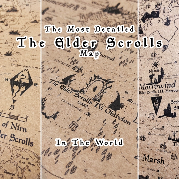 Elder Scrolls Tamriel Map 70*100cm, Nirn World Fantasy Map, Skyrim, Cyrodiil, Oblivion, Hammerfell, High Rock, Morrowind Poster ESO Fan Gift