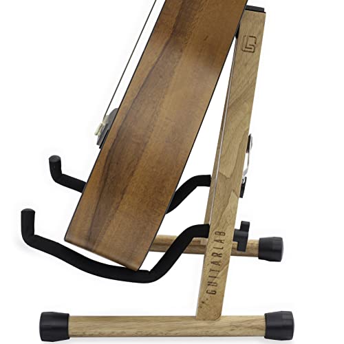 Guitar Lab Premium Oak Guitar Stand Wooden Floor Guitar Holder for Electric, Acoustic, Bass, Classical, Ukulele Guitar | A – Frame Floor Guitar Stand | Guitar Gifts For Men | Guitar Accessories