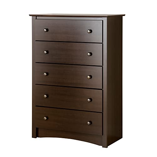 Prepac Fremont Superior 5-Drawer Chest for Bedroom - Spacious and Stylish Chest of Drawers, Measuring 16"D x 31.5"W x 45.25"H, In Espresso Finish - Espresso - Chest
