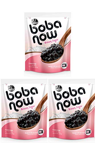 J WAY BOBA NOW Authentic Instant Tapioca Boba Pearls for Milk Tea, Smoothies and Desserts, Brown Sugar Flavor (Ready in Just 20 Seconds) - 15 Servings - 5 Count (Pack of 3) - Brown Sugar