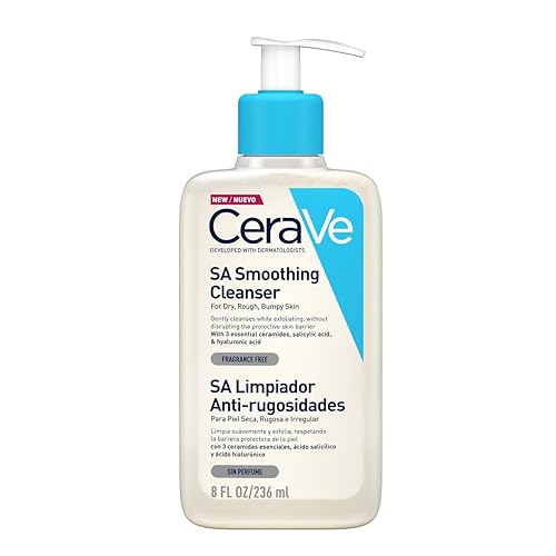 CeraVe SA Smoothing Cleanser with Salicylic Acid for Dry, Rough & Bumpy Skin 236ml - Unscented - 236 ml (Pack of 1)