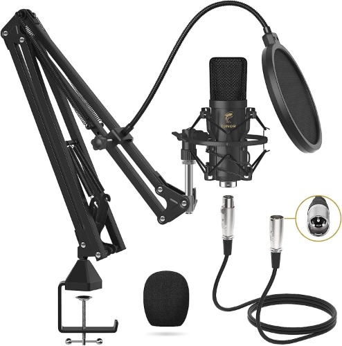 TONOR XLR Condenser Microphone Professional Cardioid Studio Mic Kit with T20 Boom Arm, Shock Mount, Pop Filter for Recording, Voice Over, Streaming, Home Studio, YouTube (TC20)
