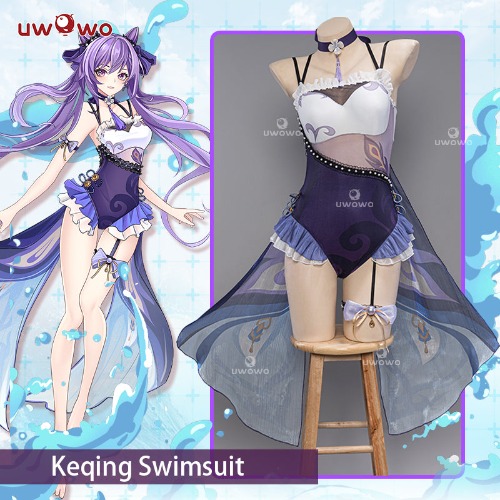 【In Stock】Exclusive Uwowo Genshin Impact Fanart keqing Swimsuit Cosplay Costume - XL