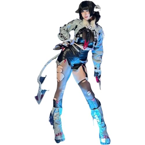 Marilltarser Zenless Zone Zero Cosplay Uniform Game Jane Doe Cosplay Costume for Women Halloween Outfit Full Set with Tail - Medium - Black