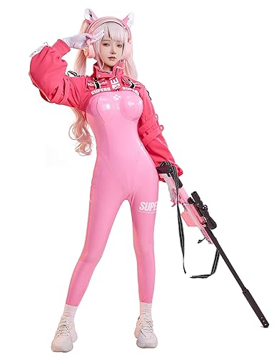 Cosplay.fm Women’s Nikki Alice Cosplay Costume Bodysuit with Ear Gloves - Small - Pink