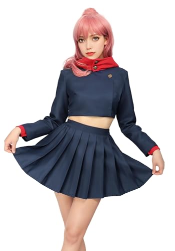 DAZCOS Itadori Cosplay Women US Size Costume Hoodie jacket Pleated Skirt Uniform - Medium