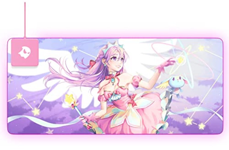 Ghost P1 Magical Girl Edition - XL Mouse Mat - Gaming Mouse Pad with Stitched Edges - RGB XL Mouse Pad with Micro-Weave Cloth - Gaming Mouse Mat – 10Watt Qi Wireless Charger - 35.6 X 15.4 in