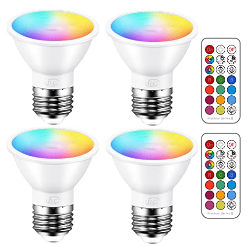 ILC Par16 LED Light Bulbs 40 Watt Equivalent Color Changing E26 Screw 45°, 12 Colors Dimmable Warm White 2700K RGB LED Spot Light Bulb with 5W Remote Control,(Pack of 4) - 4
