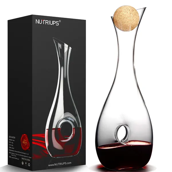 NUTRIUPS Wine Decanter with Stopper Wine Decanters and Carafes Hand Blown Wine Aerating Decanter Wine Carafe Decanter Pierced Decorative Snail Red Wine Decanters with Lid - 