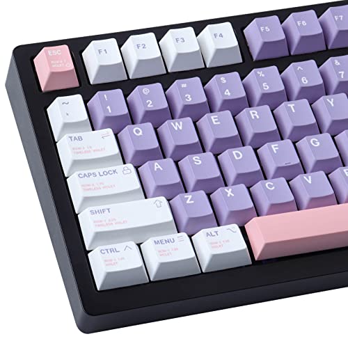 Hyekit Violet Keycaps, 134 Key Set with 6.25u 7u Spacebar PBT Cherry Profile Key Caps with Keycap Puller Suitable for Gateron Cherry MX Switch ANSI Layout Mechanical Keyboards