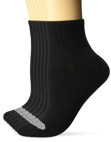 Hanes Womens Cool Comfort Toe Support Ankle Socks, 6-pair Pack - Shoe Size: 5-9 Black/White Vent