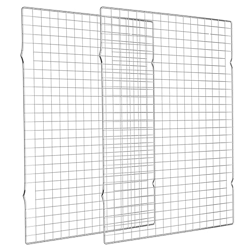 Cooling Rack for Baking 2-Pack, 16x10 Inches Baking Rack, Thick Wire Cookie Rack for Cooking, Roasting, Grilling, Drying, Oven Safe, Fits Half Sheet Pan, Silver - 16"x10"-2PC - Silver